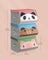 Set of 3 Stackable Toy Storage Organisers - Fabric - Pink, Blue, Green, Grey - Folding with Handles and Magnetic Lid