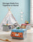 Set of 3 Stackable Toy Storage Organisers - Fabric - Pink, Blue, Green, Grey - Folding with Handles and Magnetic Lid