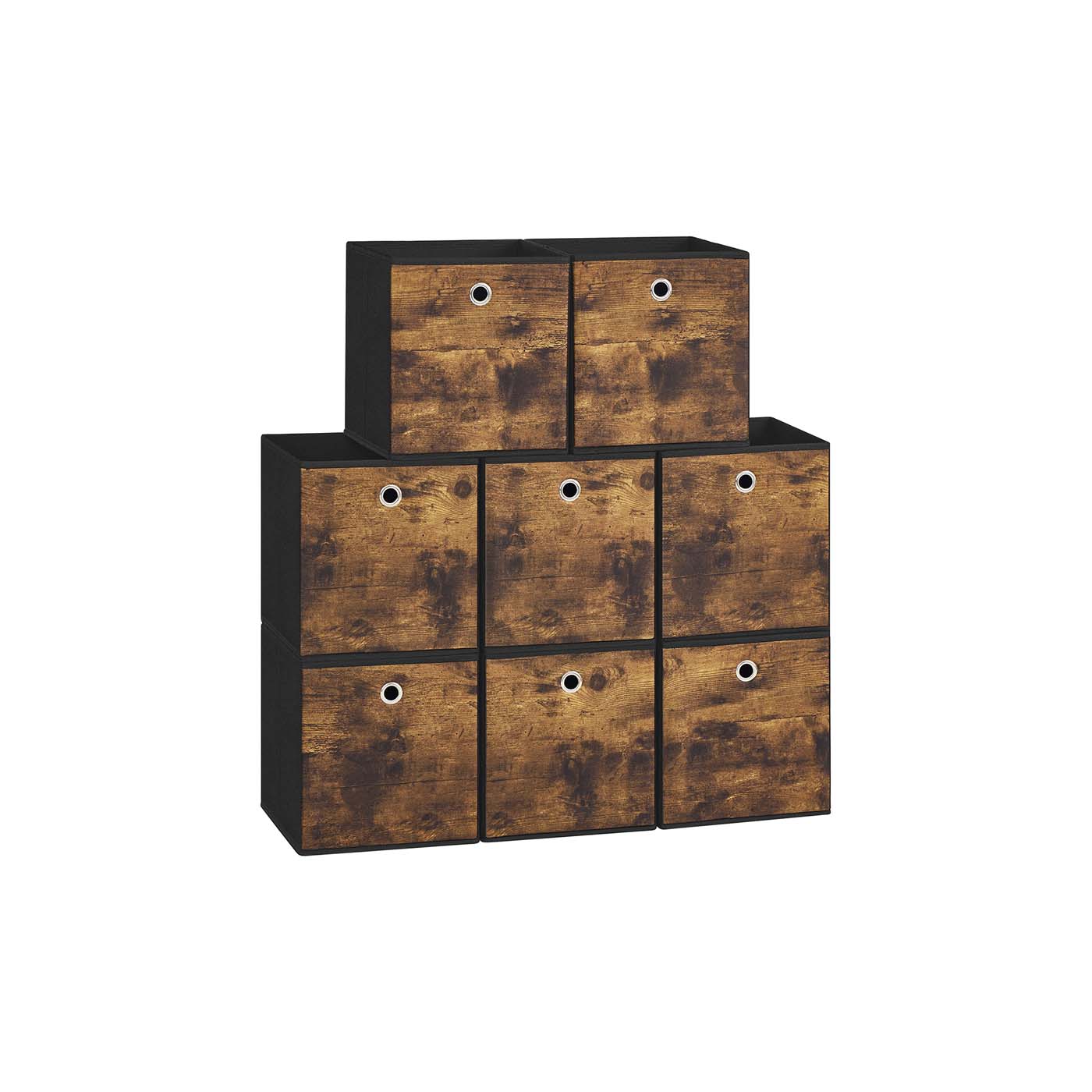 Foldable Storage Cubes - Fabric - Rustic Brown - Set of 8