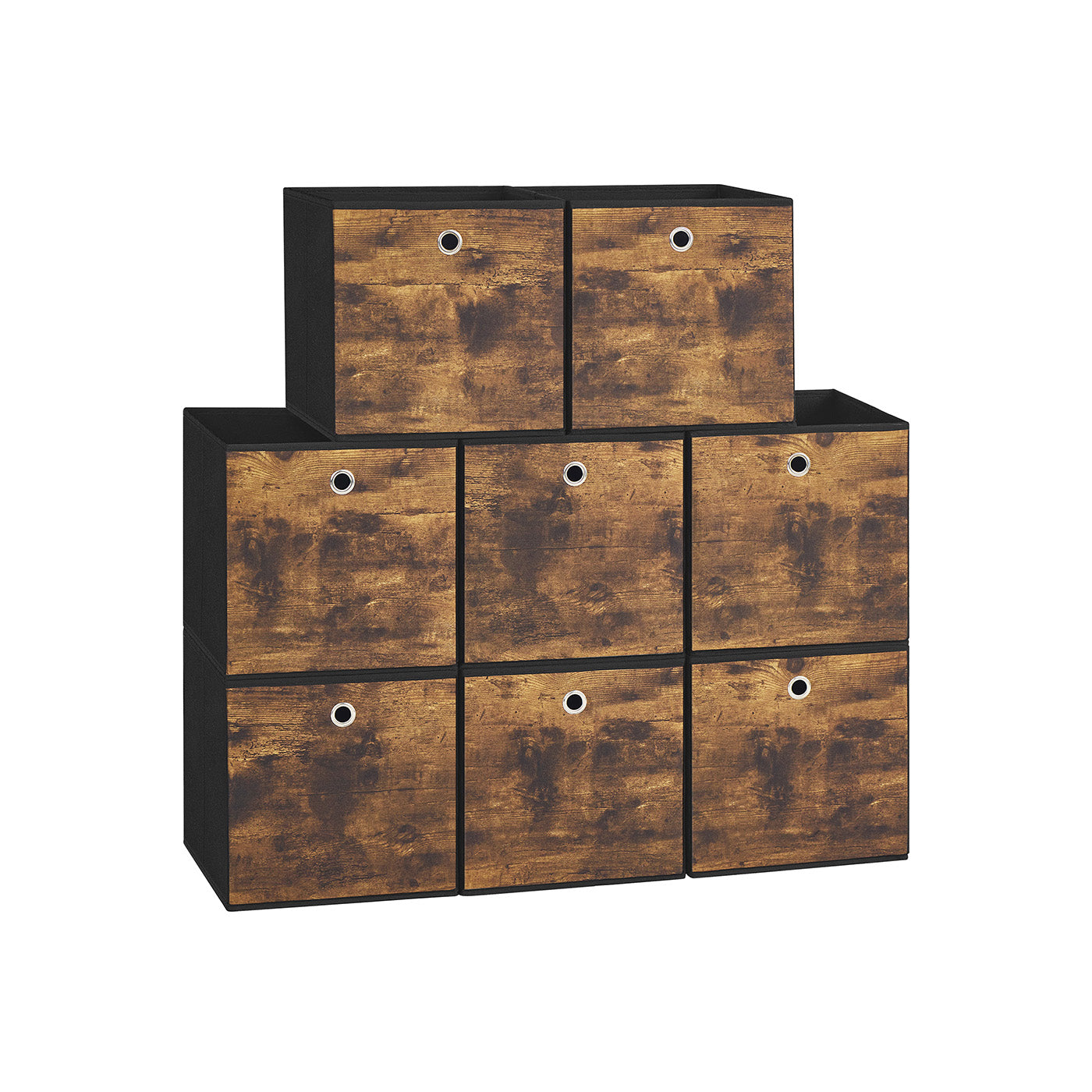 Foldable Storage Cubes - Fabric - Rustic Brown - Set of 8 for Organizing Clothes