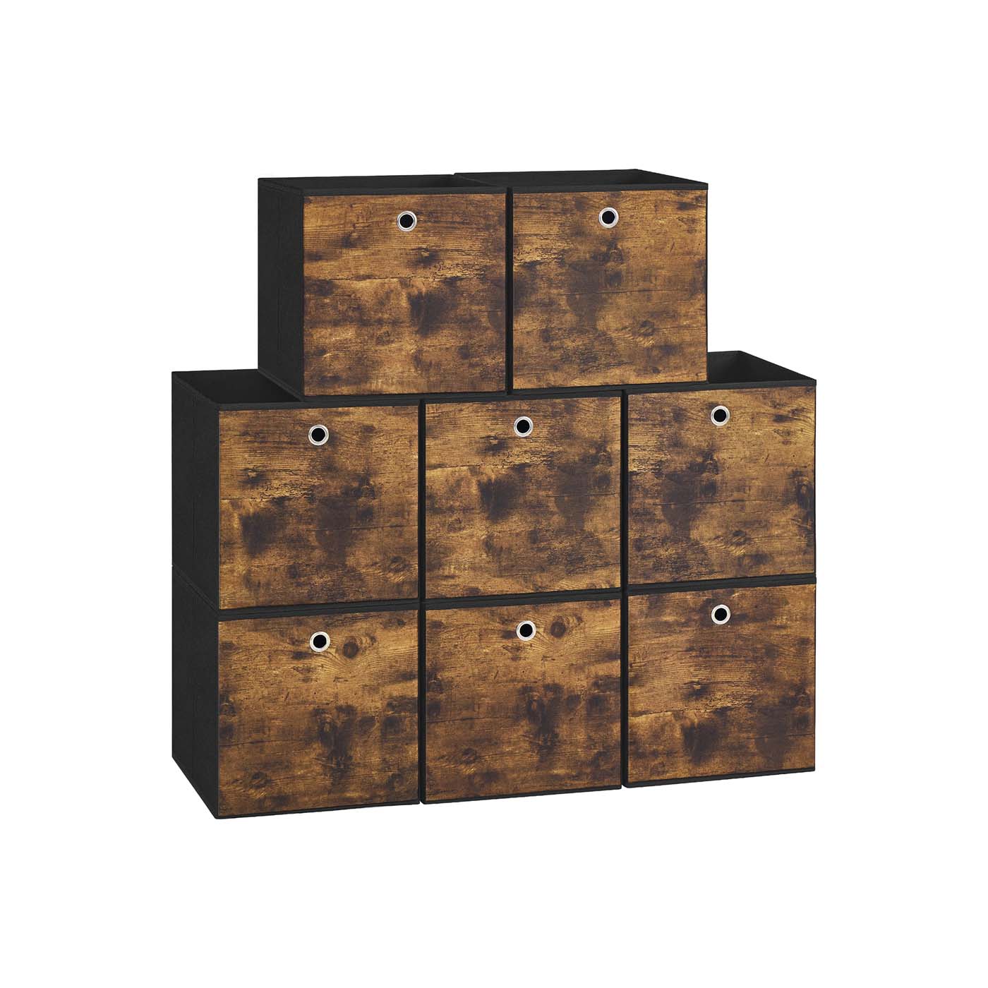 Foldable Storage Cubes - Fabric - Rustic Brown - Set of 8