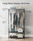 Portable Clothes Wardrobe - Fabric - Ebony Black - Foldable with Hanging Rods and Storage Shelves