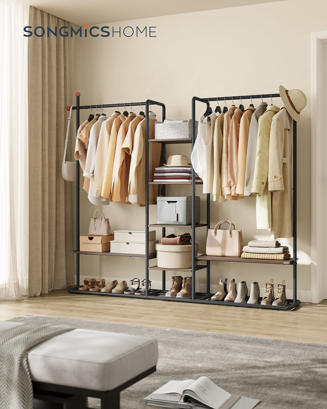 Clothes Rack - Wood - Natural Walnut