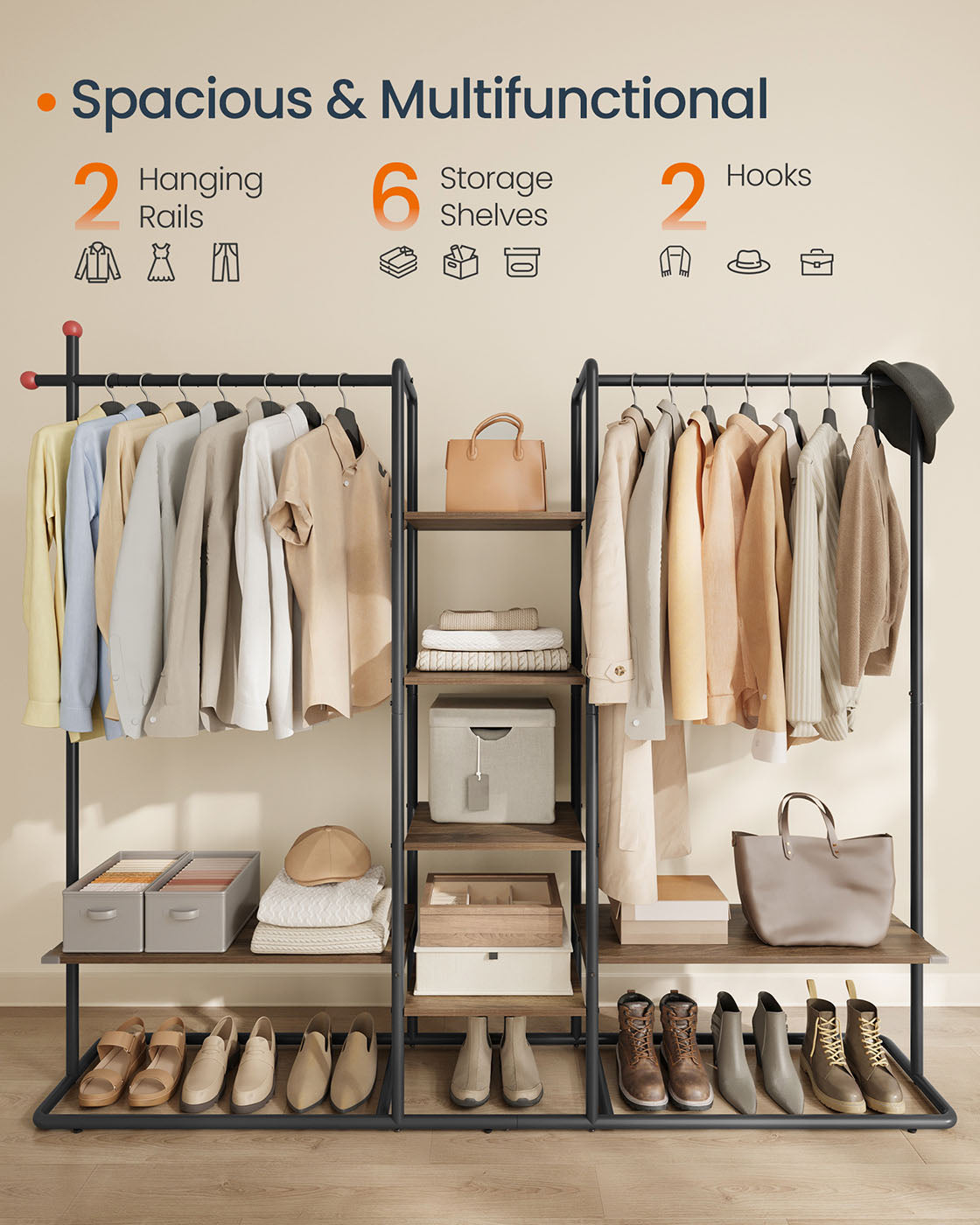 Clothes Rack - Wood - Natural Walnut