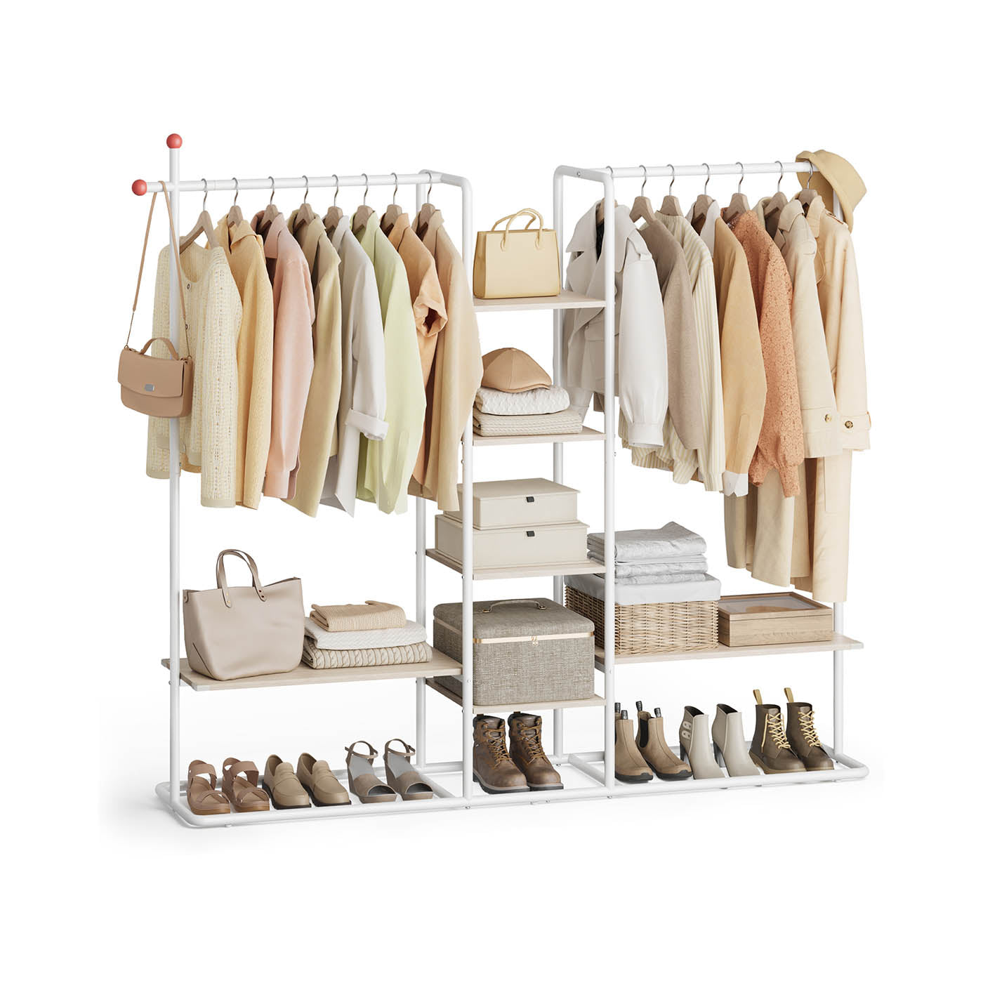 Clothes Rail - Metal - Natural Beige - 6 Shelves