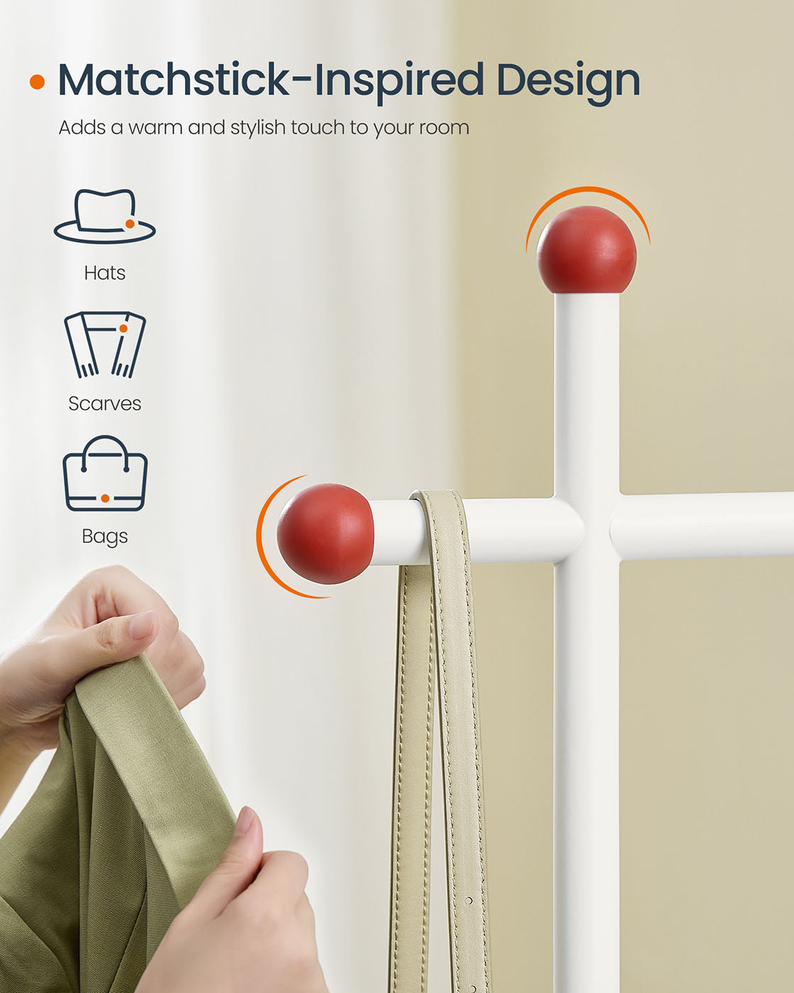 Clothes Rail - Metal - Natural Beige - 6 Shelves