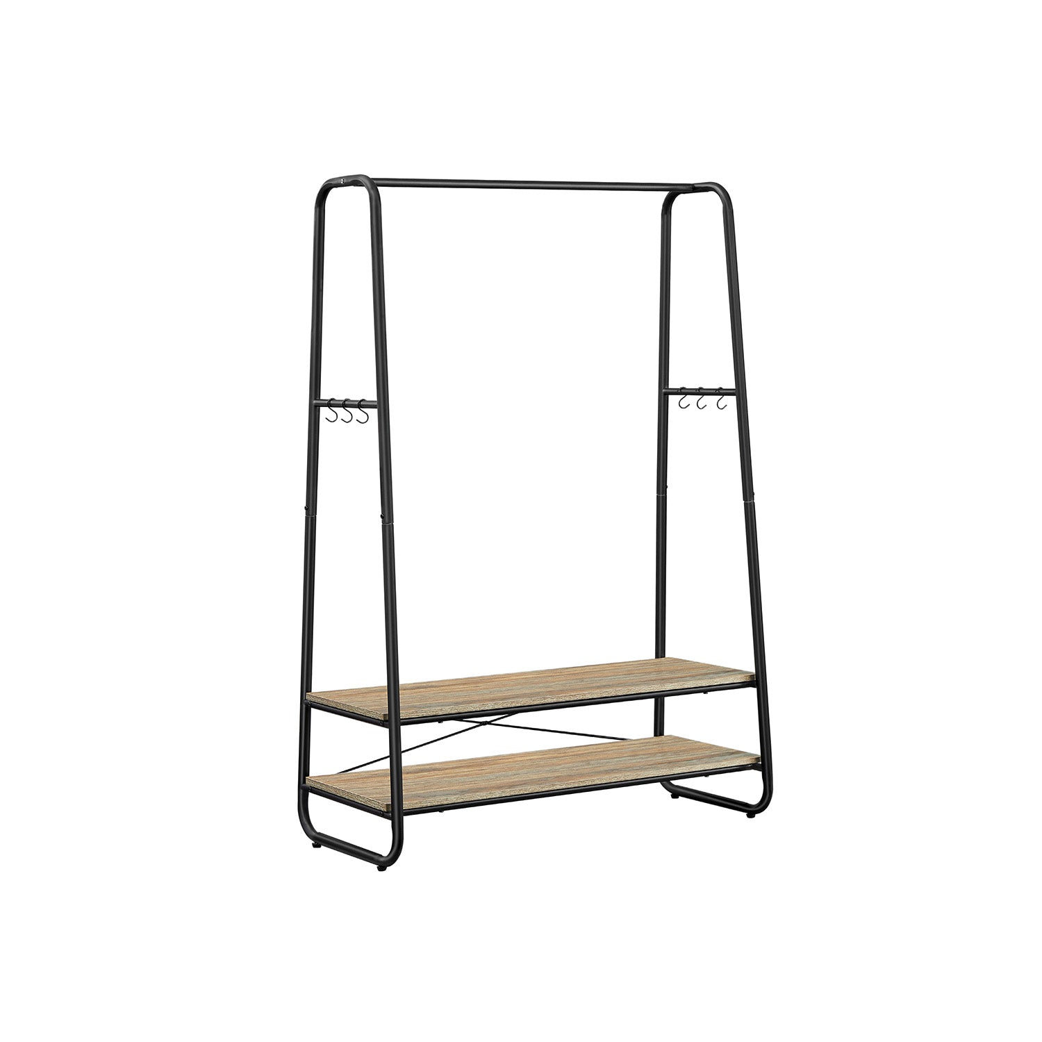 Heavy-Duty Clothes Rack - Steel - Rustic Brown and Black - Includes Shelves and S-Hooks