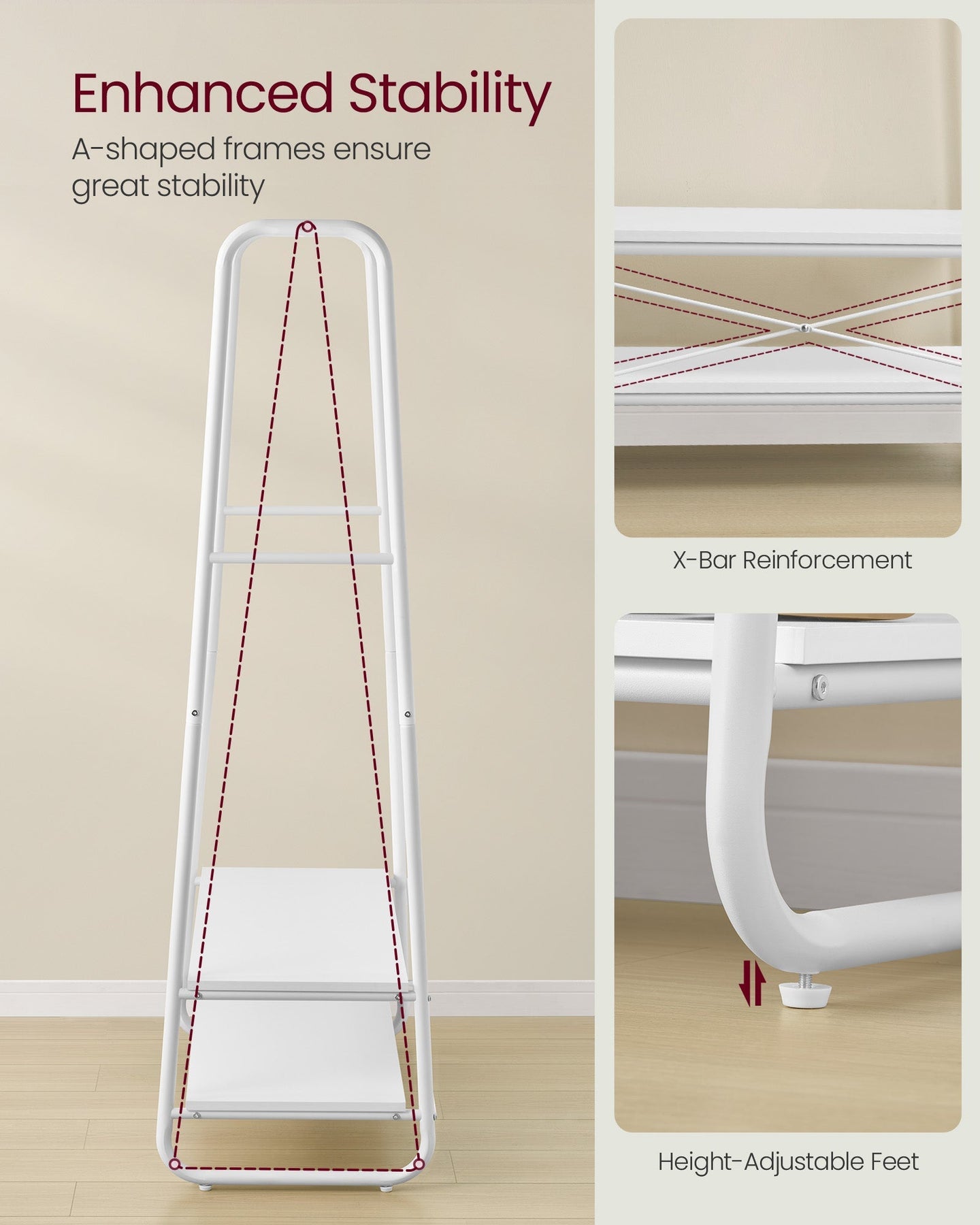 Clothes Rail - Steel - Cloud White