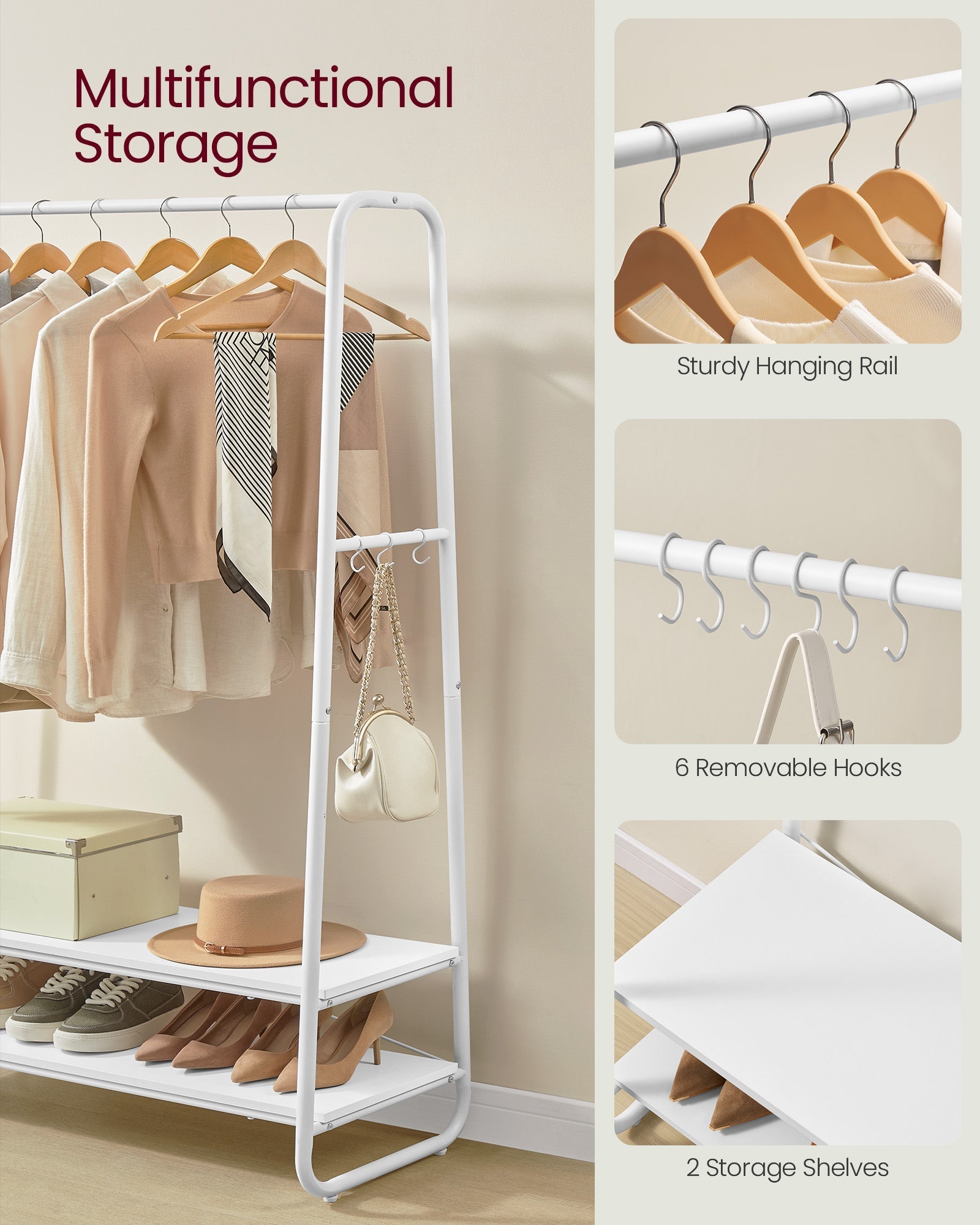 Clothes Rail - Steel - Cloud White