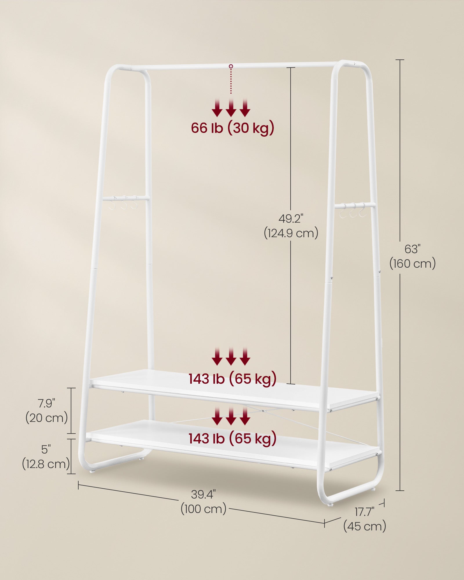 Clothes Rail - Steel - Cloud White