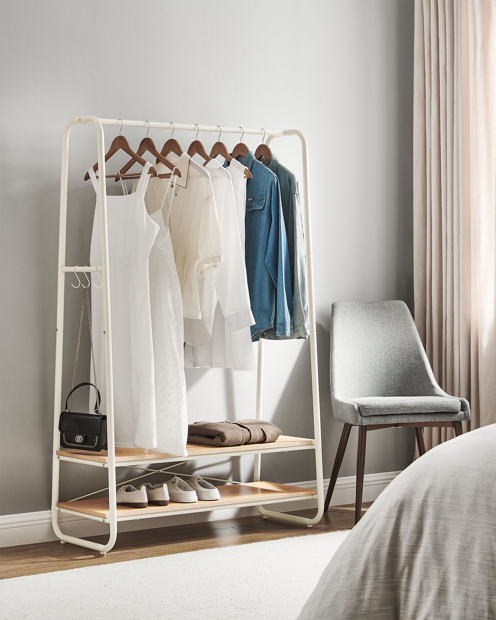 Clothes Rail - Steel - Oak Beige