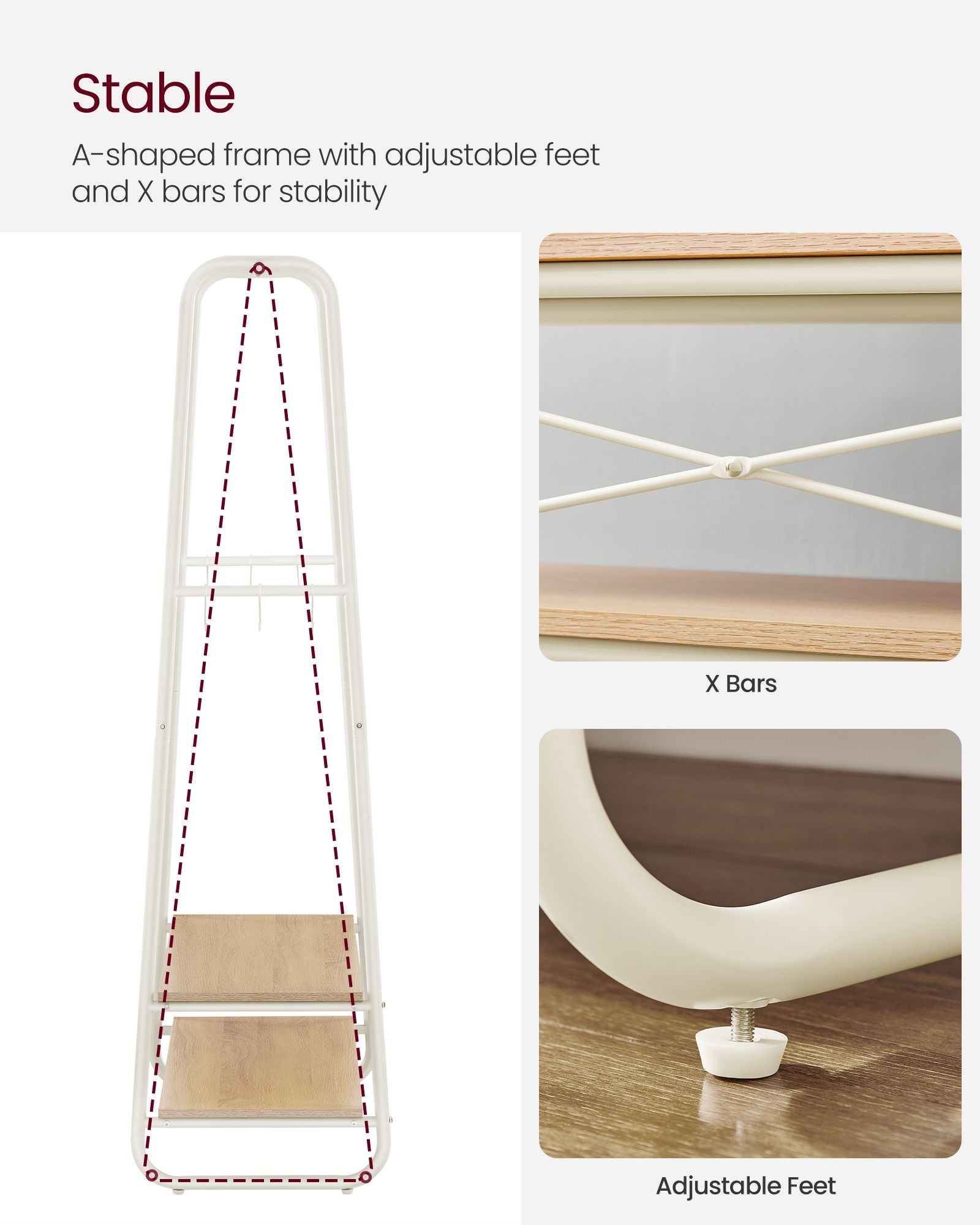 Clothes Rail - Steel - Oak Beige