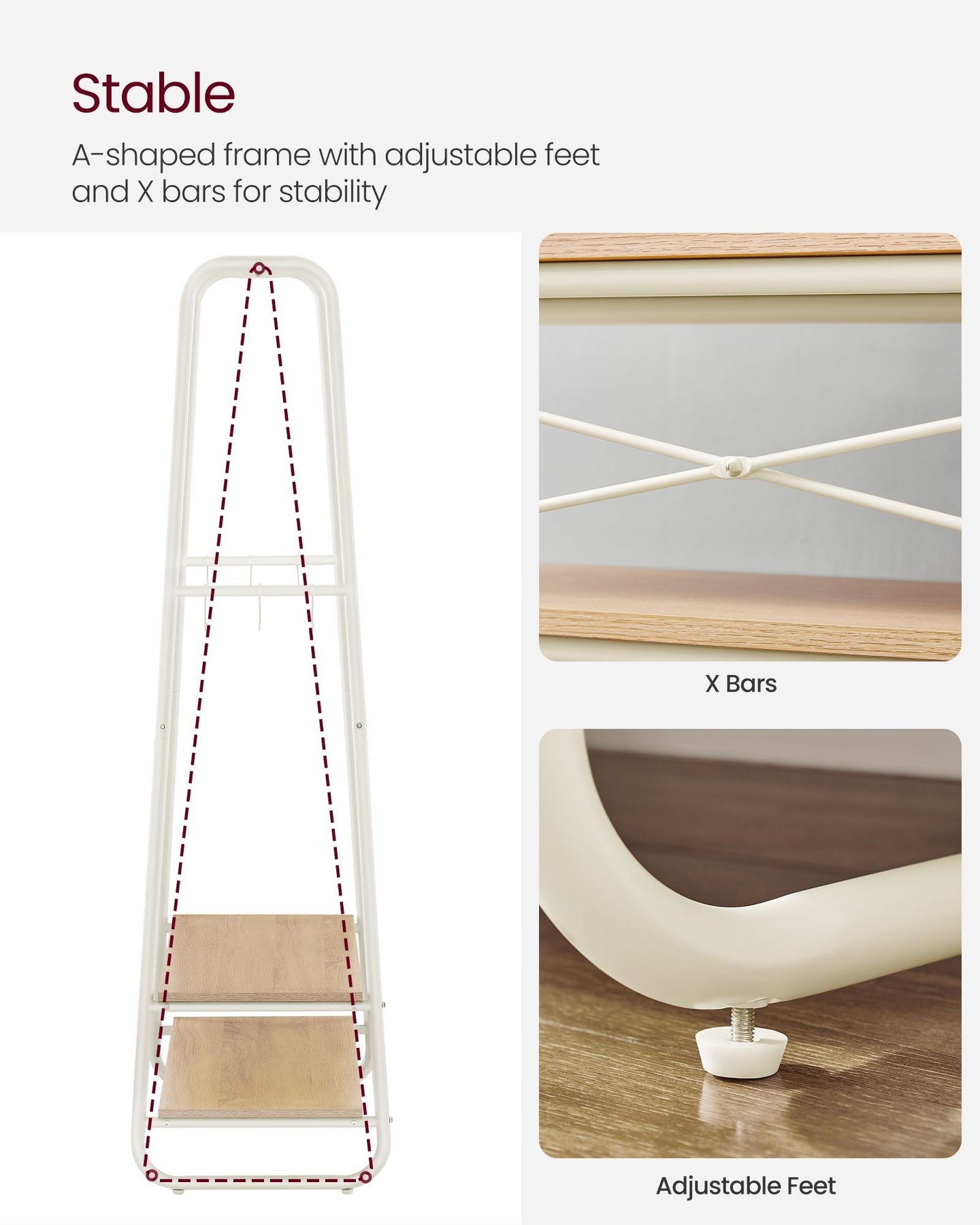 Clothes Rail - Steel - Oak Beige