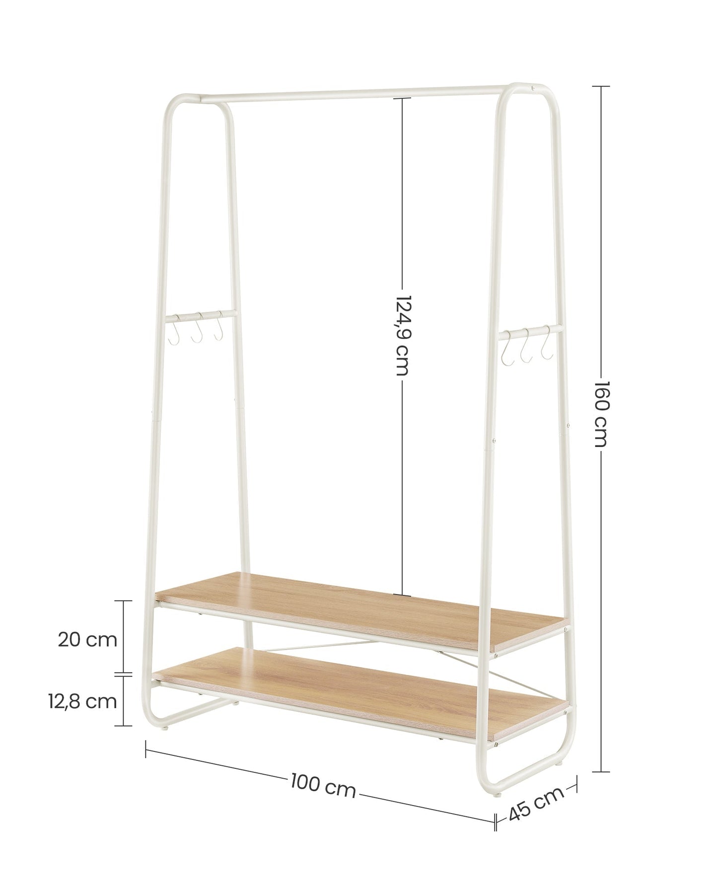 Clothes Rail - Steel - Oak Beige