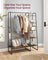 Clothes Rail - Metal - Rustic Brown - 5-Tier Storage with Shoe Rack and Side Hooks