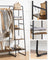Clothes Rail - Metal - Rustic Brown - 5-Tier Storage with Shoe Rack and Side Hooks