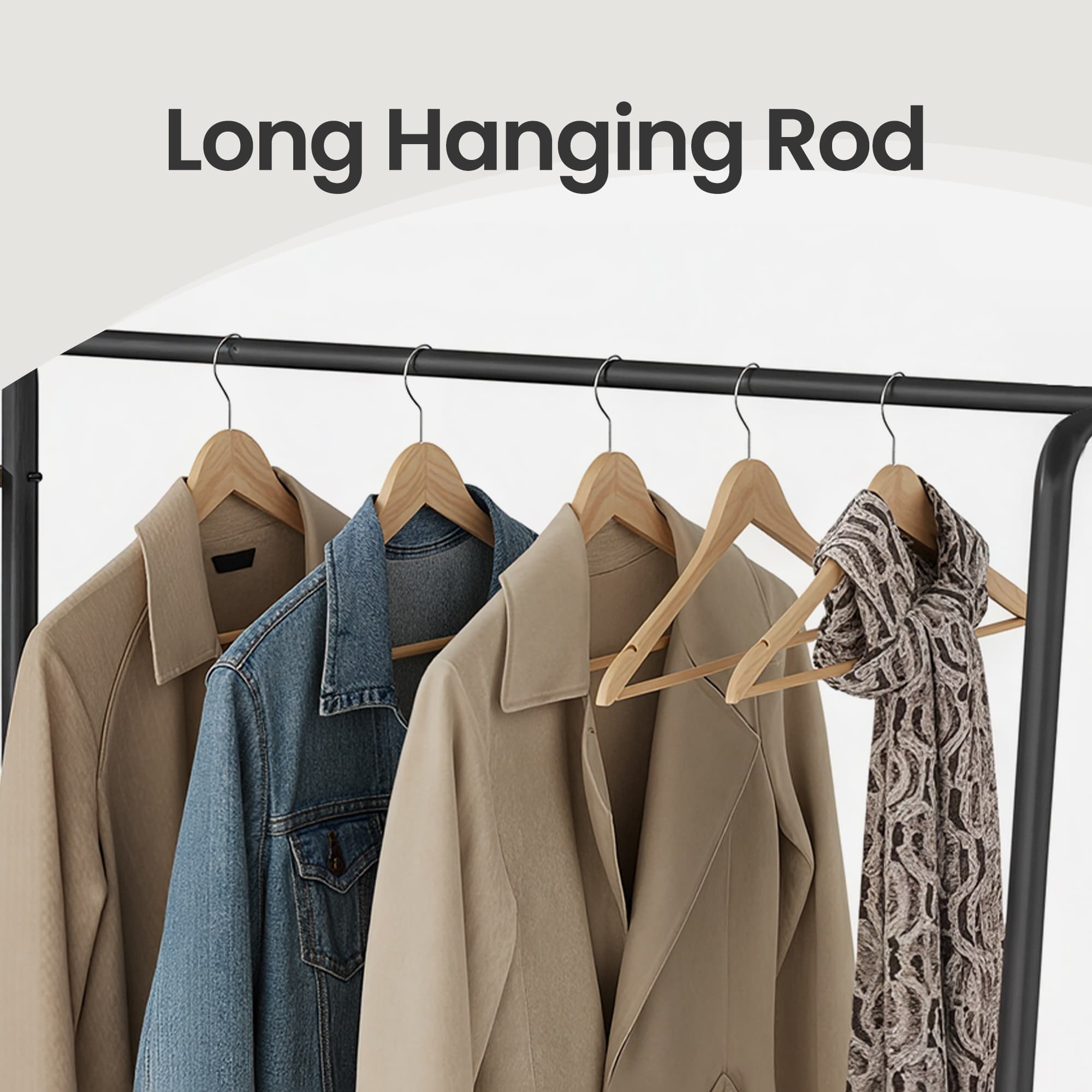 Garment Rack - Metal - Brown and Black - 5-Tier Shelves and 6 Hooks