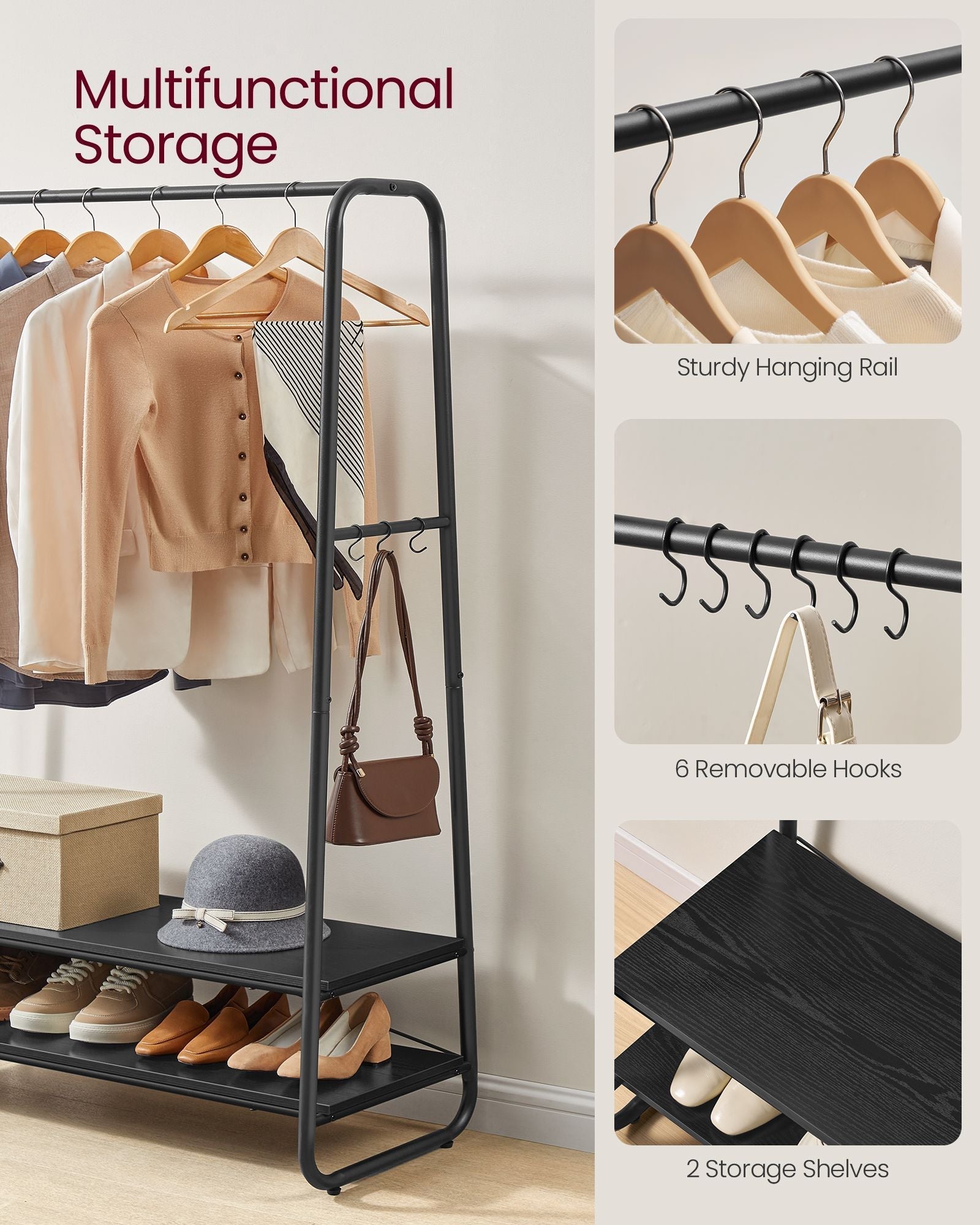 Clothes Rail - Steel - Ebony Black