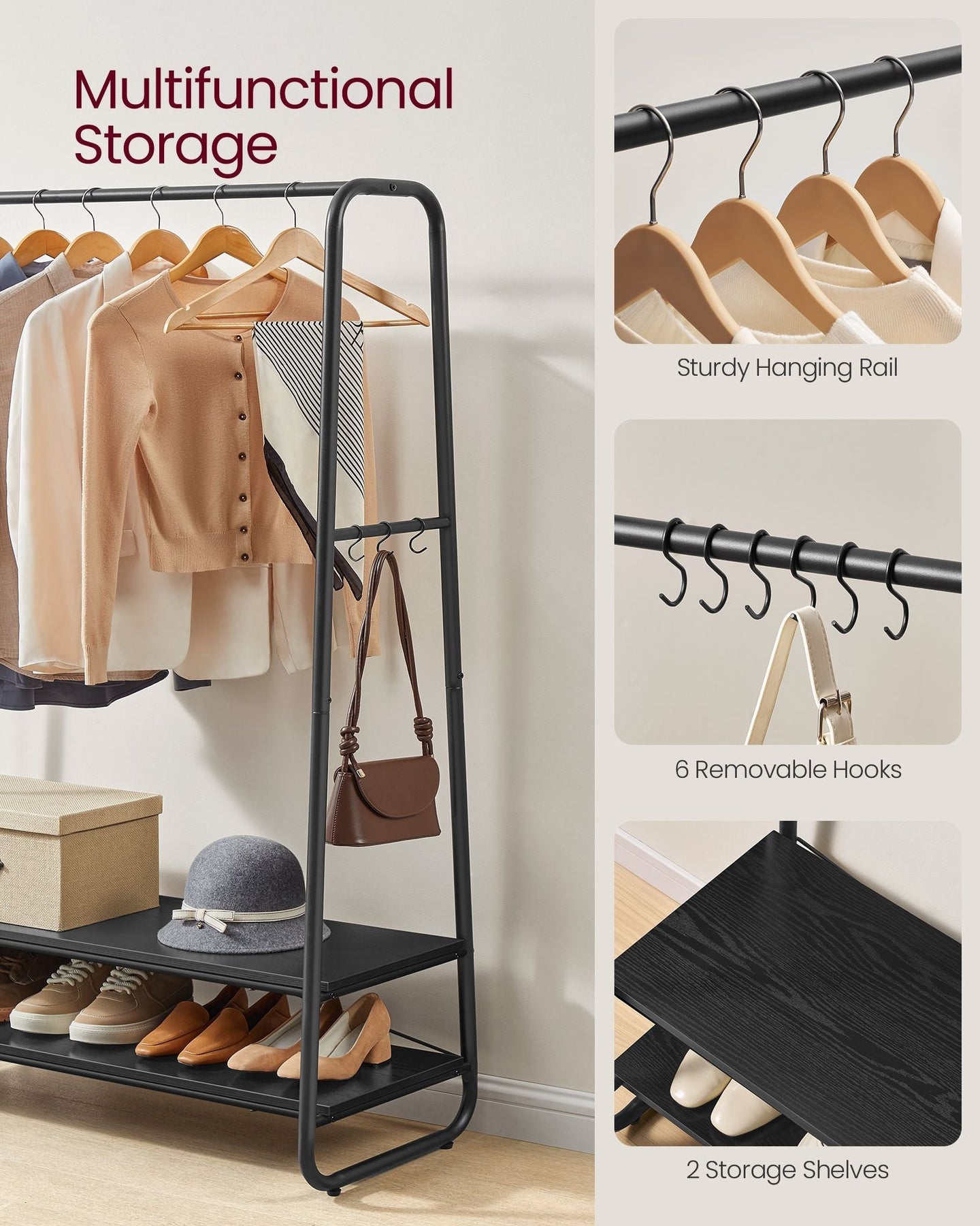 Clothes Rail - Steel - Ebony Black