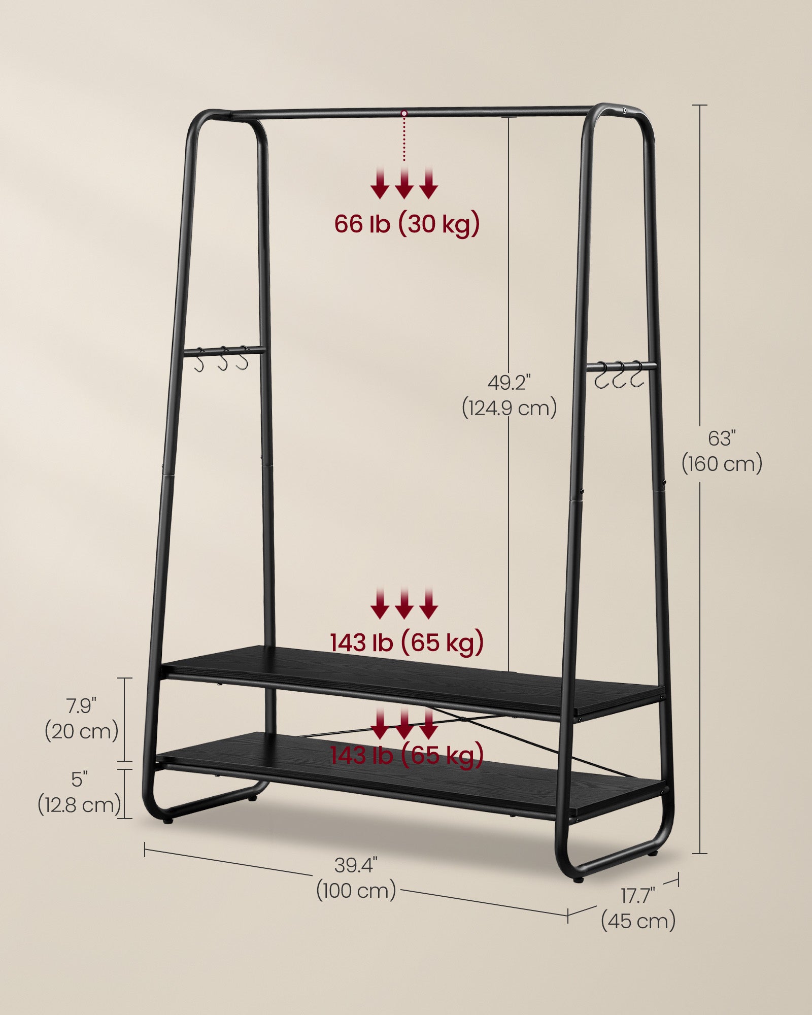 Clothes Rail - Steel - Ebony Black