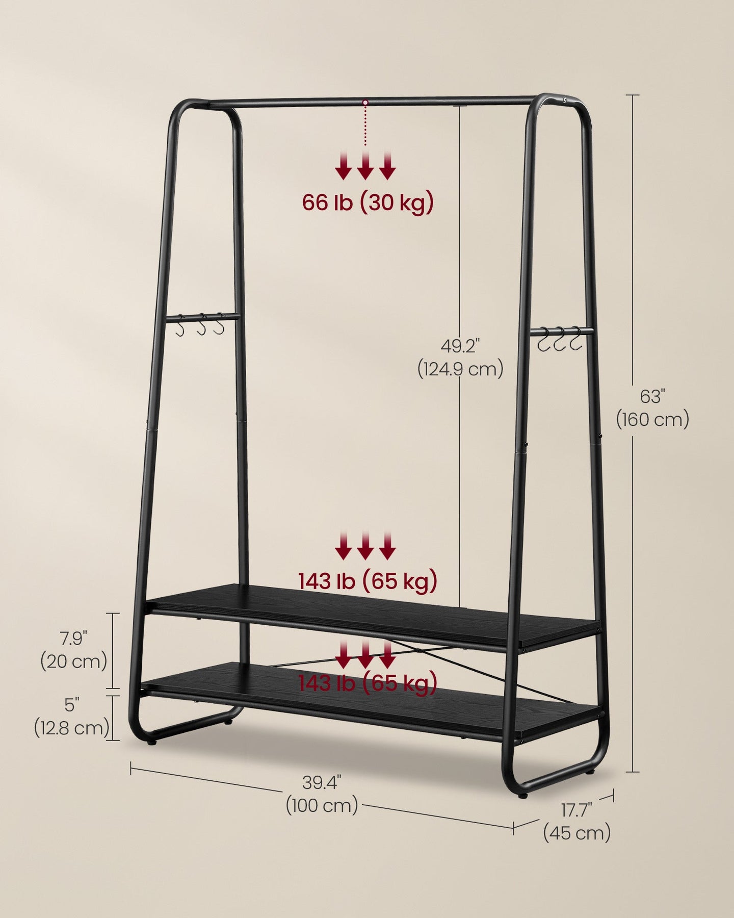 Clothes Rail - Steel - Ebony Black