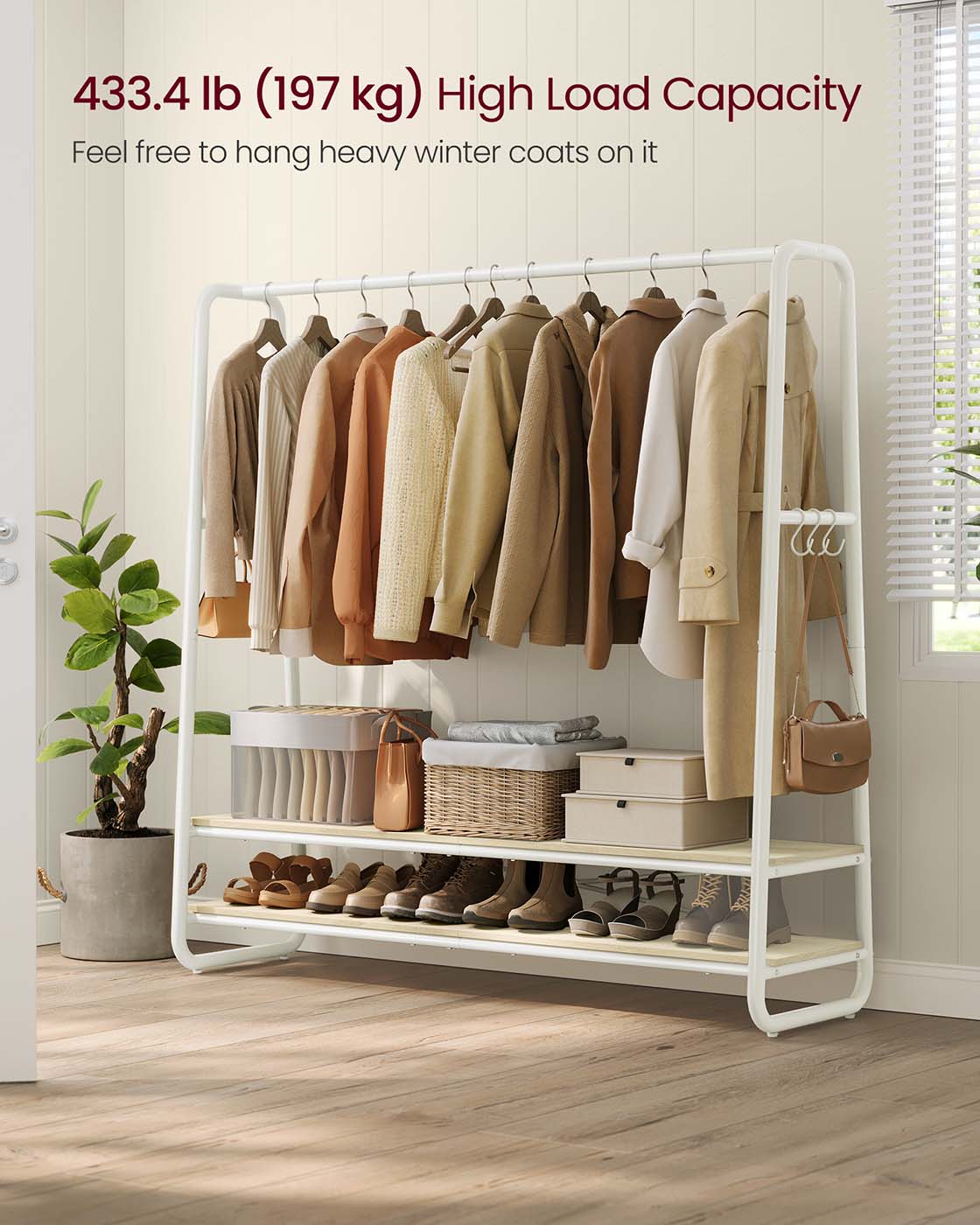 Clothes Rail - Steel - Rustic Brown and Black