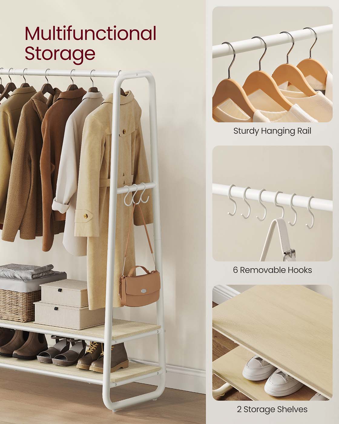 Clothes Rail - Steel - Rustic Brown and Black