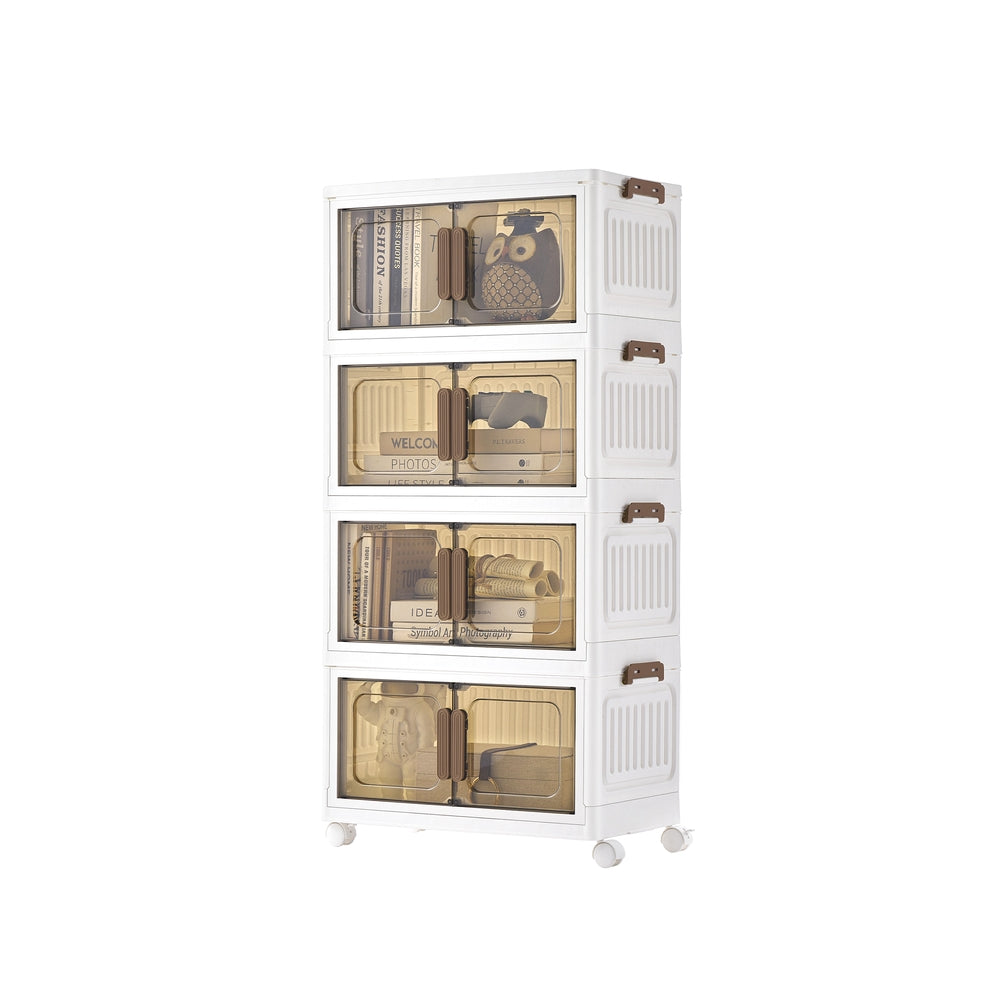 4-Tier Stackable Storage Box - 100L - PP Plastic - Wheels