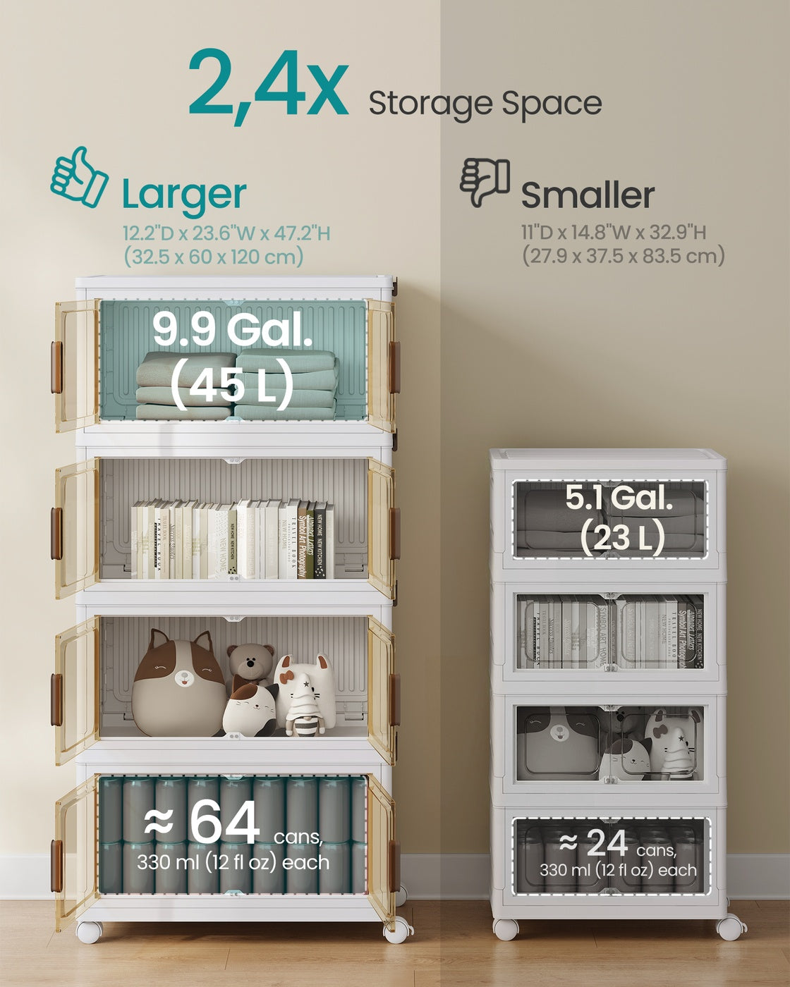 Storage Boxes - PP Plastic - White - with Lid