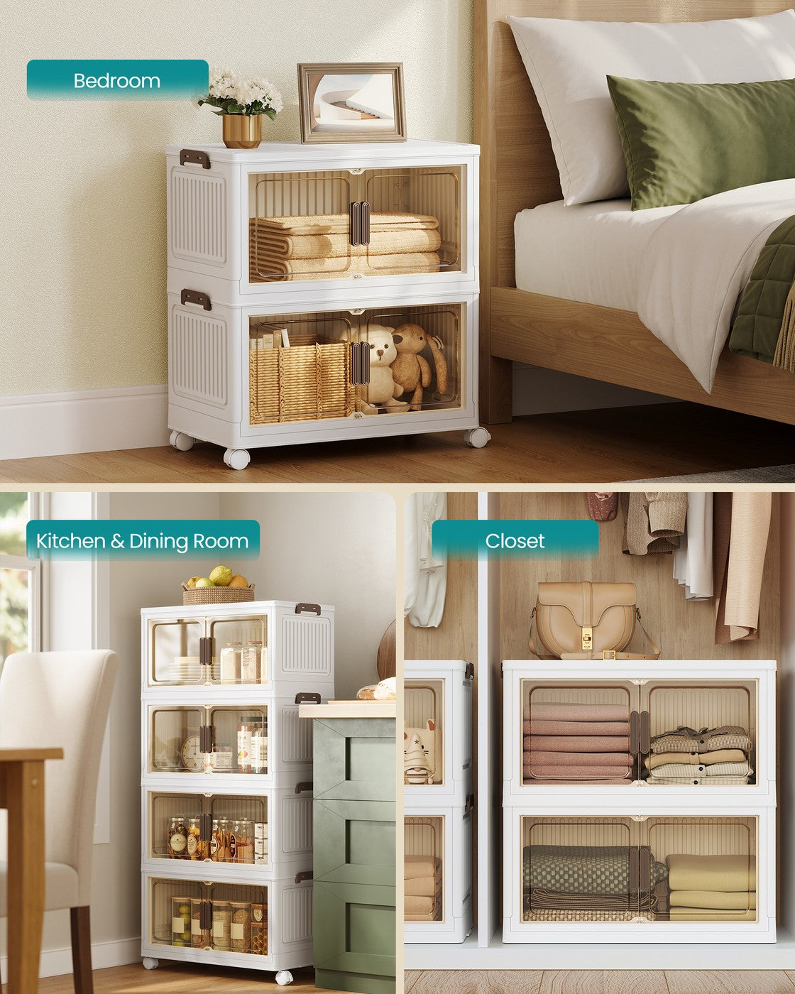 Storage Boxes - PP Plastic - White - with Lid