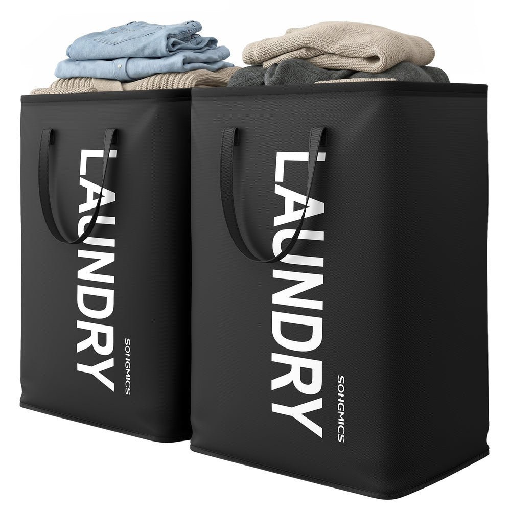 Laundry Baskets Foldable - Fabric and Steel - Ink Black
