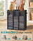 Laundry Basket - Fabric - Ink Black - Three Compartments with Washable Liner and Labels