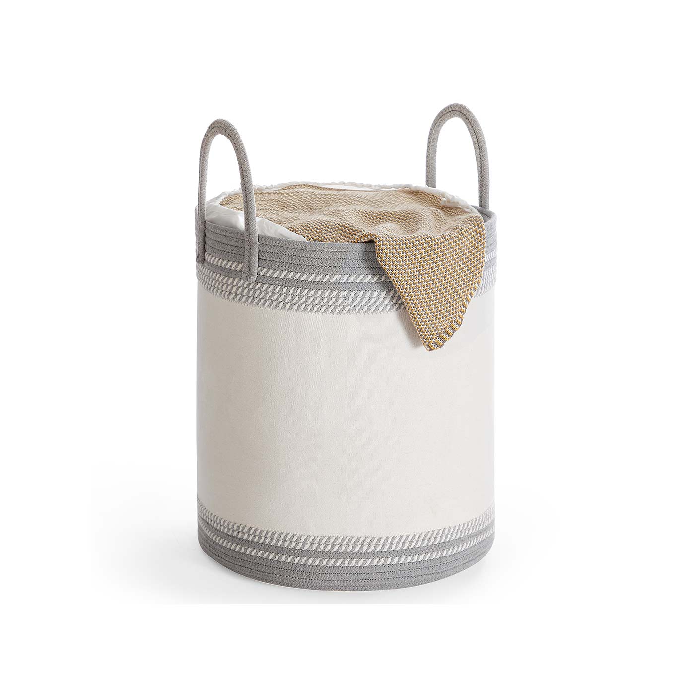 Laundry Hamper - Fabric - Dove Grey - 60 L with Lid and Handles