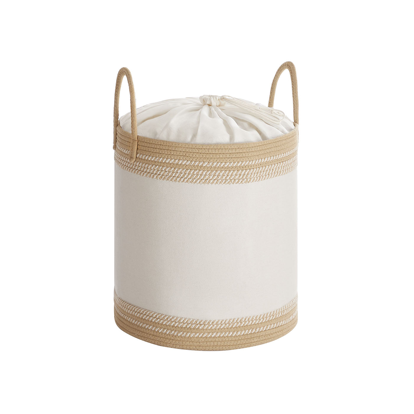 Laundry Hamper - Fabric - Camel Brown - 60 L with Lid and Drawstring Closure