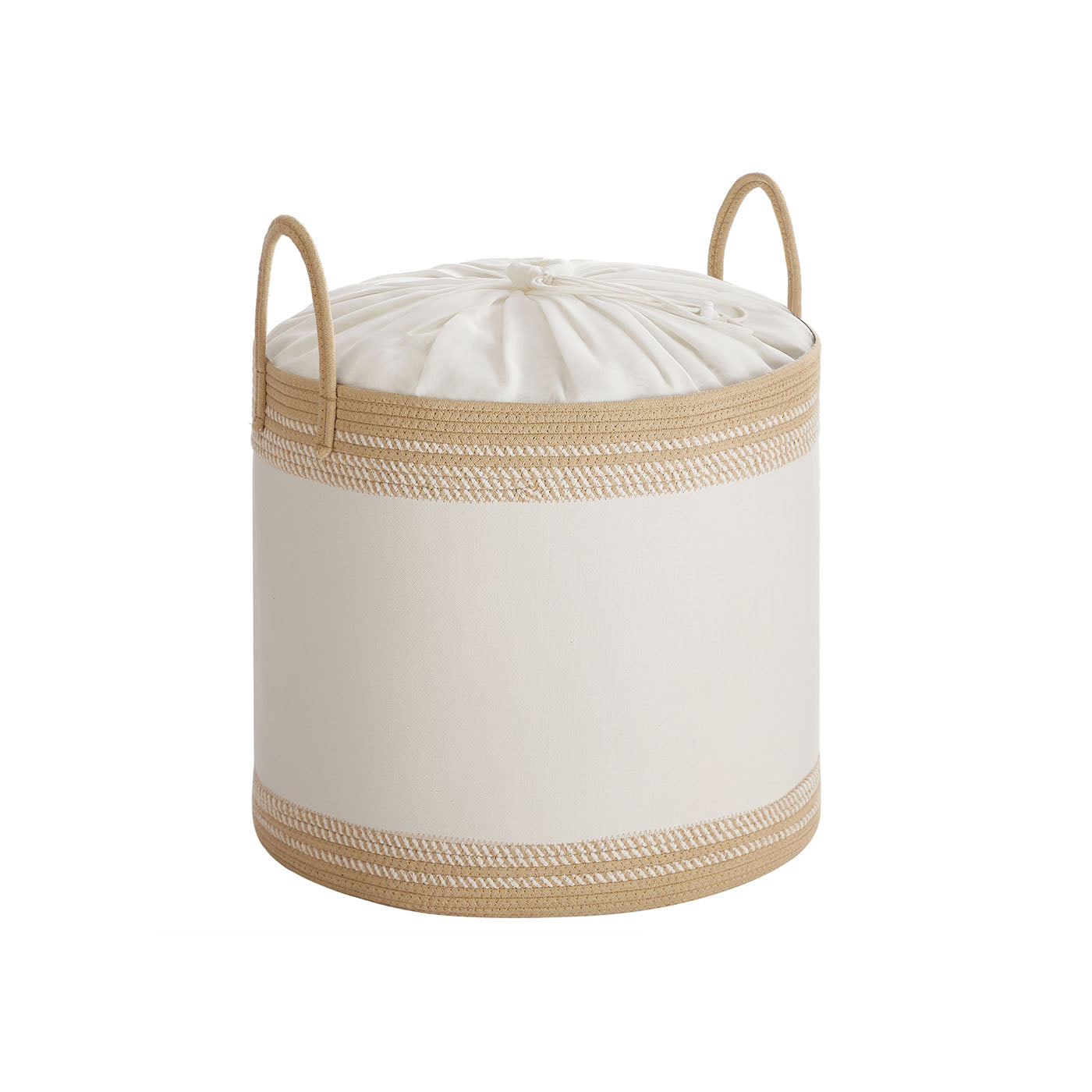 Laundry Hamper - Fabric - Camel Brown - 90 L with Lid and Drawstring Closure