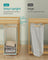 Laundry Basket - Fabric - Cream White - Double Compartment with Shelf and Side Pockets