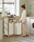 Laundry Hamper - Fabric - Cream White - Multiple Compartments with Shelf and Side Pockets