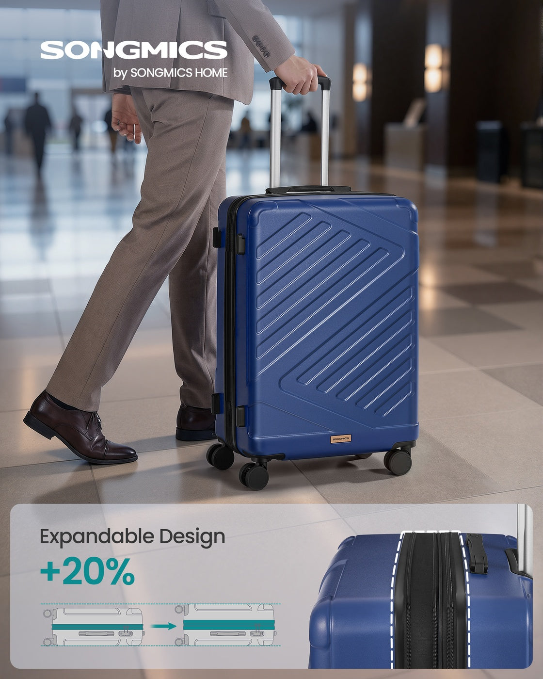 Hard Shell Suitcase Medium TSA Lock Spinner Wheels - ABS Plastic and PA Plastic - Bijou Blue