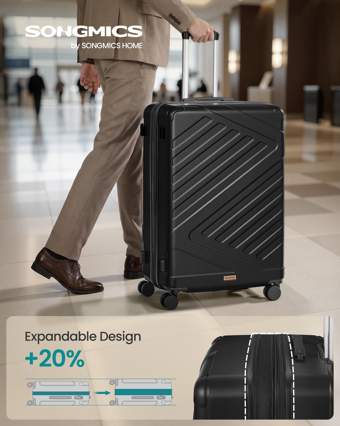 28 Inch Hard Shell Suitcase - ABS Plastic and PA Plastic - Ink Black