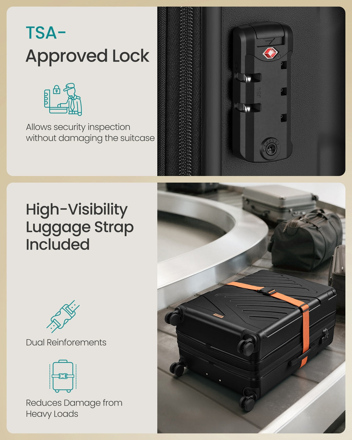28 Inch Hard Shell Suitcase - ABS Plastic and PA Plastic - Ink Black