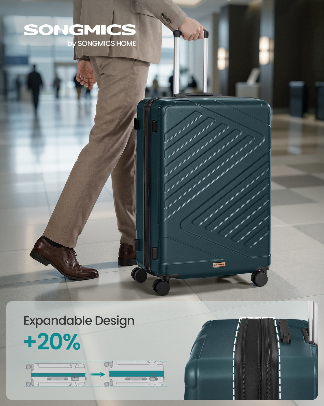 Cabin-Size Hard Shell Suitcase - ABS Plastic and PA Plastic - Slate Teal