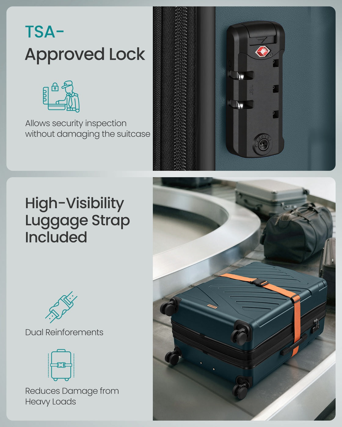 Cabin-Size Hard Shell Suitcase - ABS Plastic and PA Plastic - Slate Teal