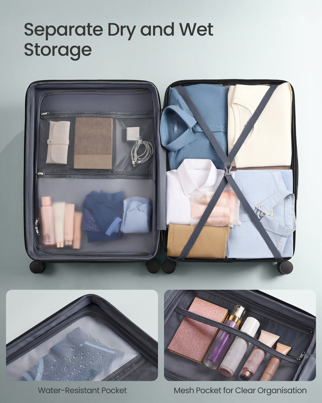 Cabin-Size Hard Shell Suitcase - ABS Plastic and PA Plastic - Slate Teal