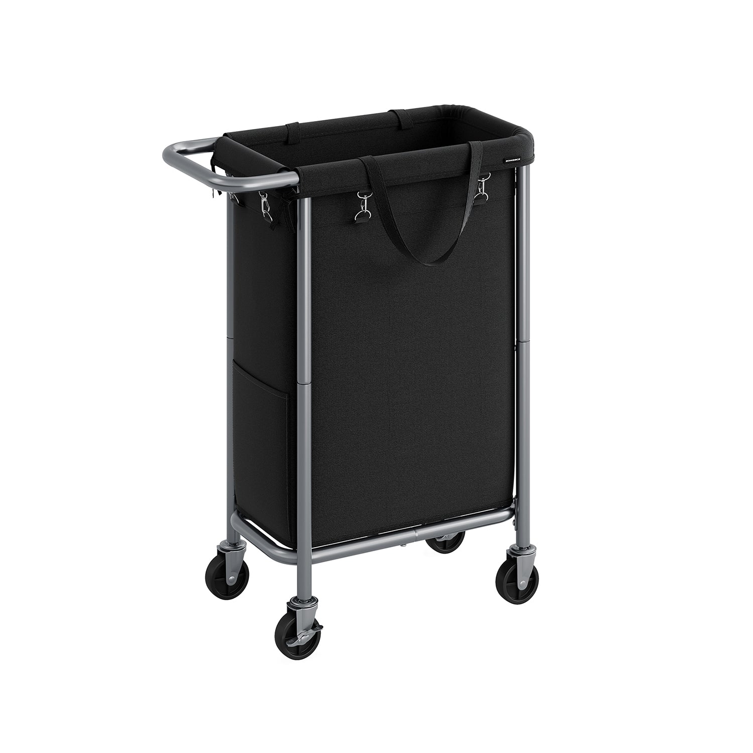 Laundry Basket - Steel - Ink Black - 90L with Removable Liner and Wheels