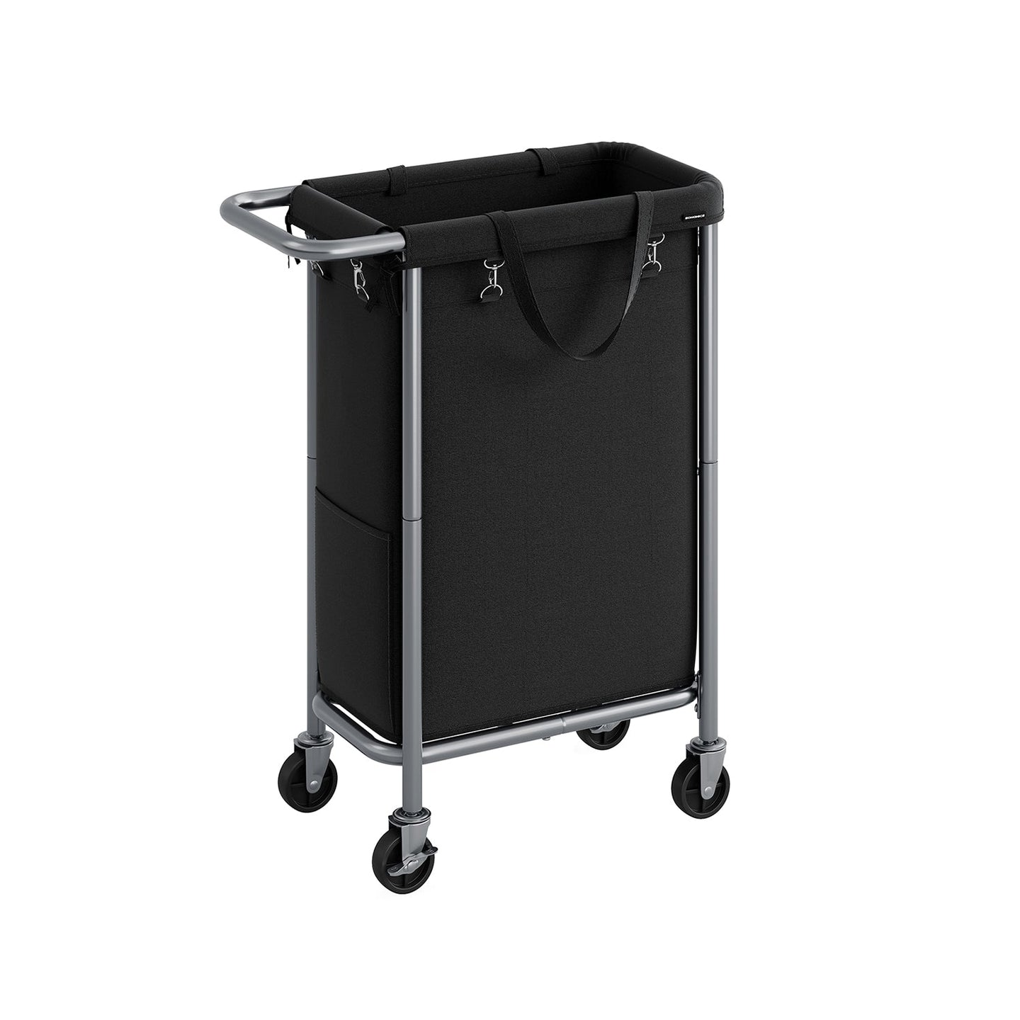 Laundry Basket - Steel - Ink Black - 90L with Removable Liner and Wheels