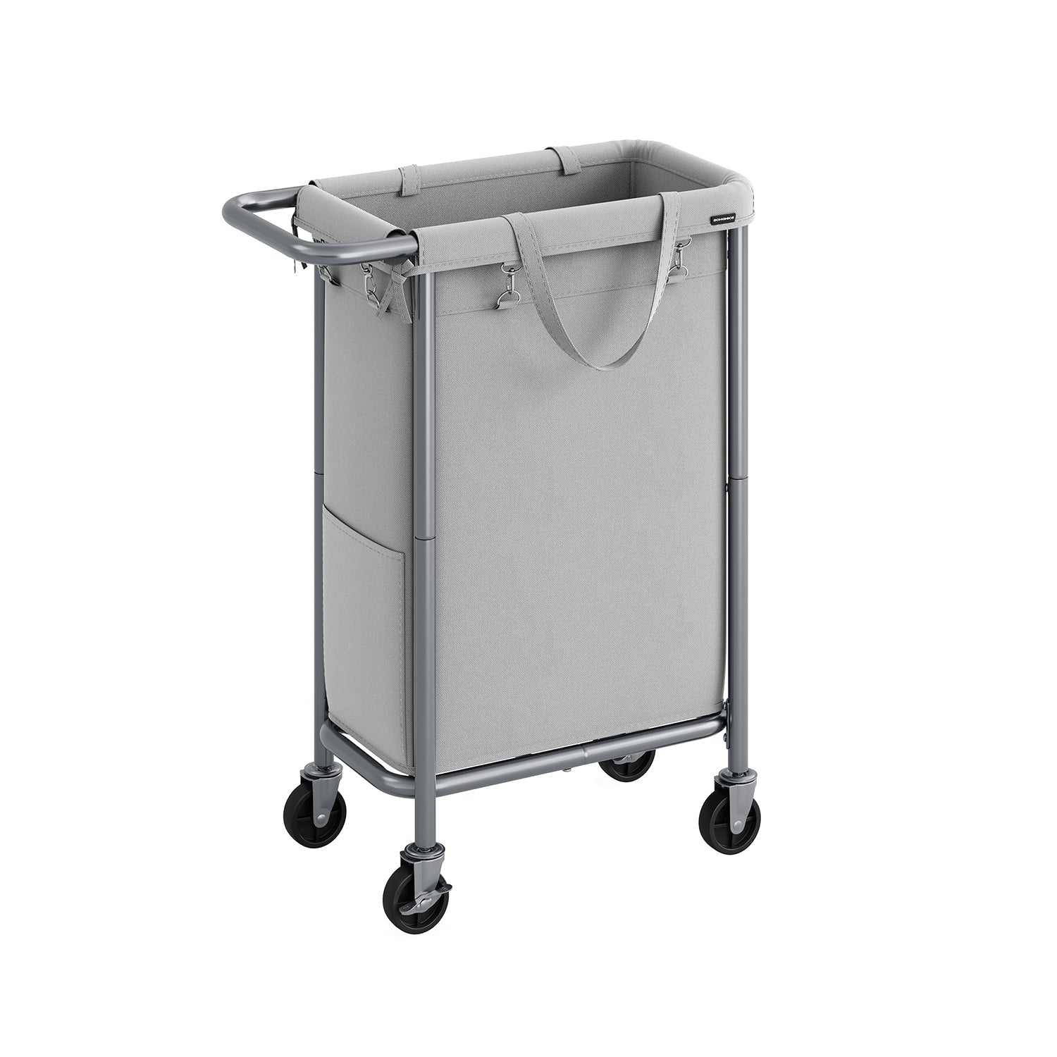 Laundry Basket - Steel Frame - Dove Grey - 90L Capacity with Removable Liner and Wheels