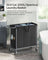 Laundry Basket - Steel Frame - Ink Black - 3-Compartment with Wheels and Removable Liner