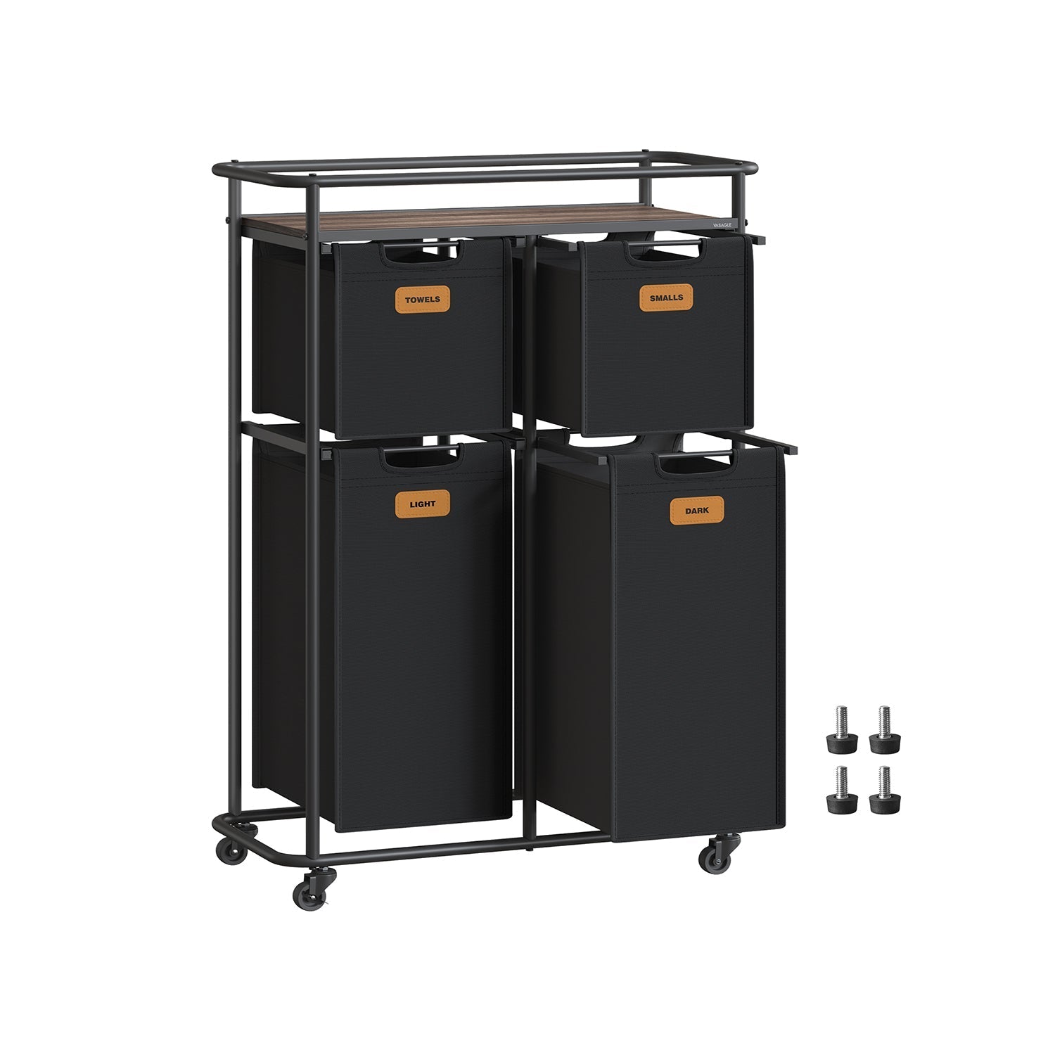 Rolling Laundry Hamper - Fabric - Ink Black - 150 L with Wheels and Removable Liners