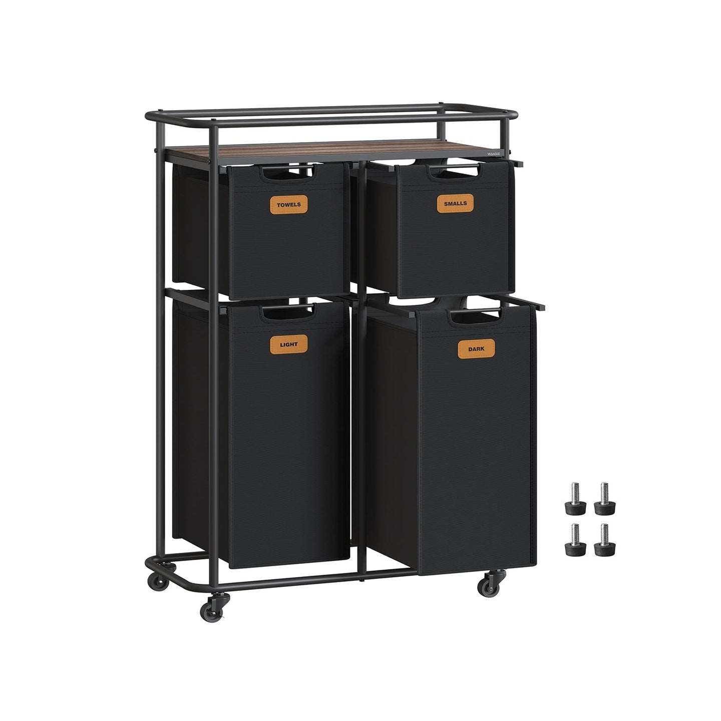 Rolling Laundry Hamper - Fabric - Ink Black - 150 L with Wheels and Removable Liners