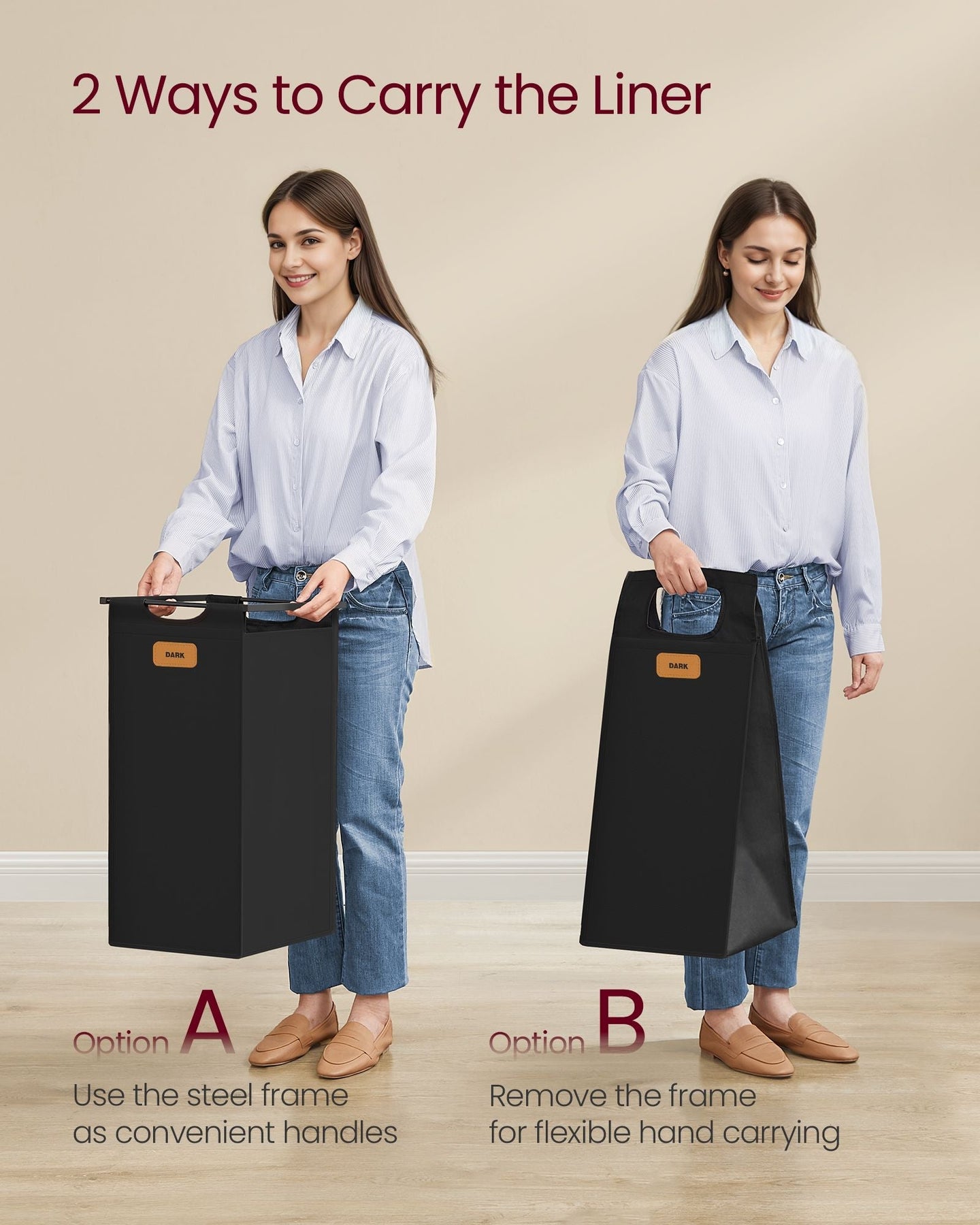 Rolling Laundry Hamper - Fabric - Ink Black - 150 L with Wheels and Removable Liners